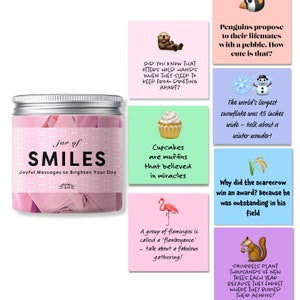 Tarro de sonrisas, tarro de pensamiento positivo, tarjetas de inspiración y motivación, regalos para ella, regalos de cuidado personal