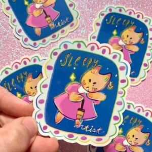 Sleepy Artist cute cat illustration sticker vinyl glossy sticker waterproof stamp design