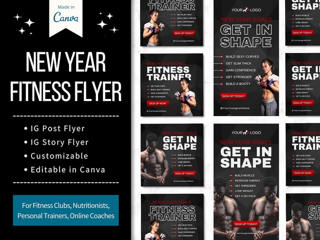 New Year Goals- Fitness Flyer - Etsy