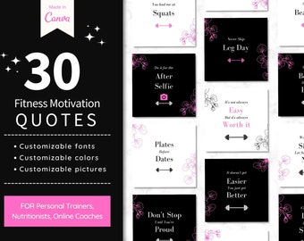 30 Fitness Motivation Zitate - Instagram Posts + Story Vorlagen