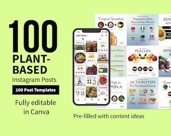 100 Pflanzlich basierte Gesundheit & Fitness Instagram Vorlagen