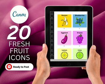 20 Fruit Icons: Vibrant SVG Graphics (Digital Download)