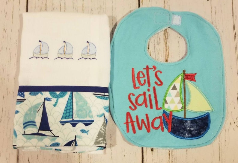 Sailing Burp Cloth /& Bib