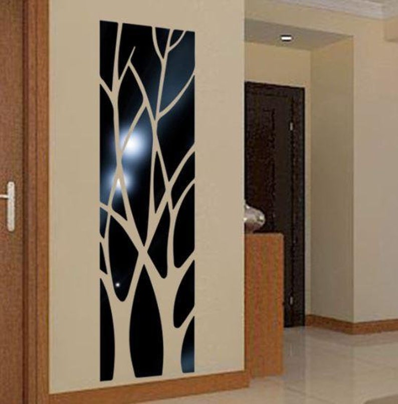 Modern Mirror Style Removable Decal Tree Art Mural Wall Etsy