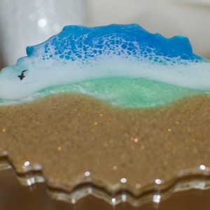 Resin ocean coasters epoxy resin beach coasters resin ocean wave drinkware/barware gift for ocean lovers nautical home decor image 8