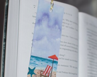 Beach Watercolor Bookmark, Watercolor Bookmark, Gifts for her, gifts for him, Bookmarks, Watercolor Bookmark.