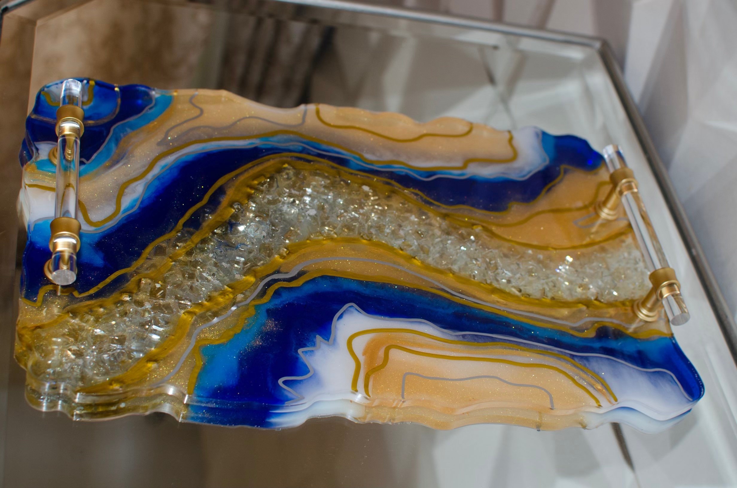 Large Geode Resin Decorative Tray/ Serving Tray/ Makeup Vanity Etsy UK
