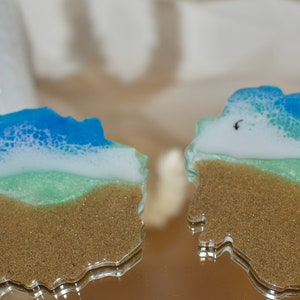 Resin ocean coasters epoxy resin beach coasters resin ocean wave drinkware/barware gift for ocean lovers nautical home decor image 3