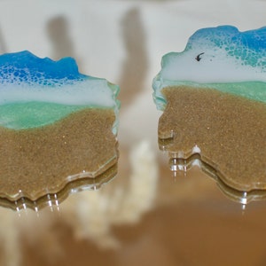 Resin ocean coasters epoxy resin beach coasters resin ocean wave drinkware/barware gift for ocean lovers nautical home decor image 4