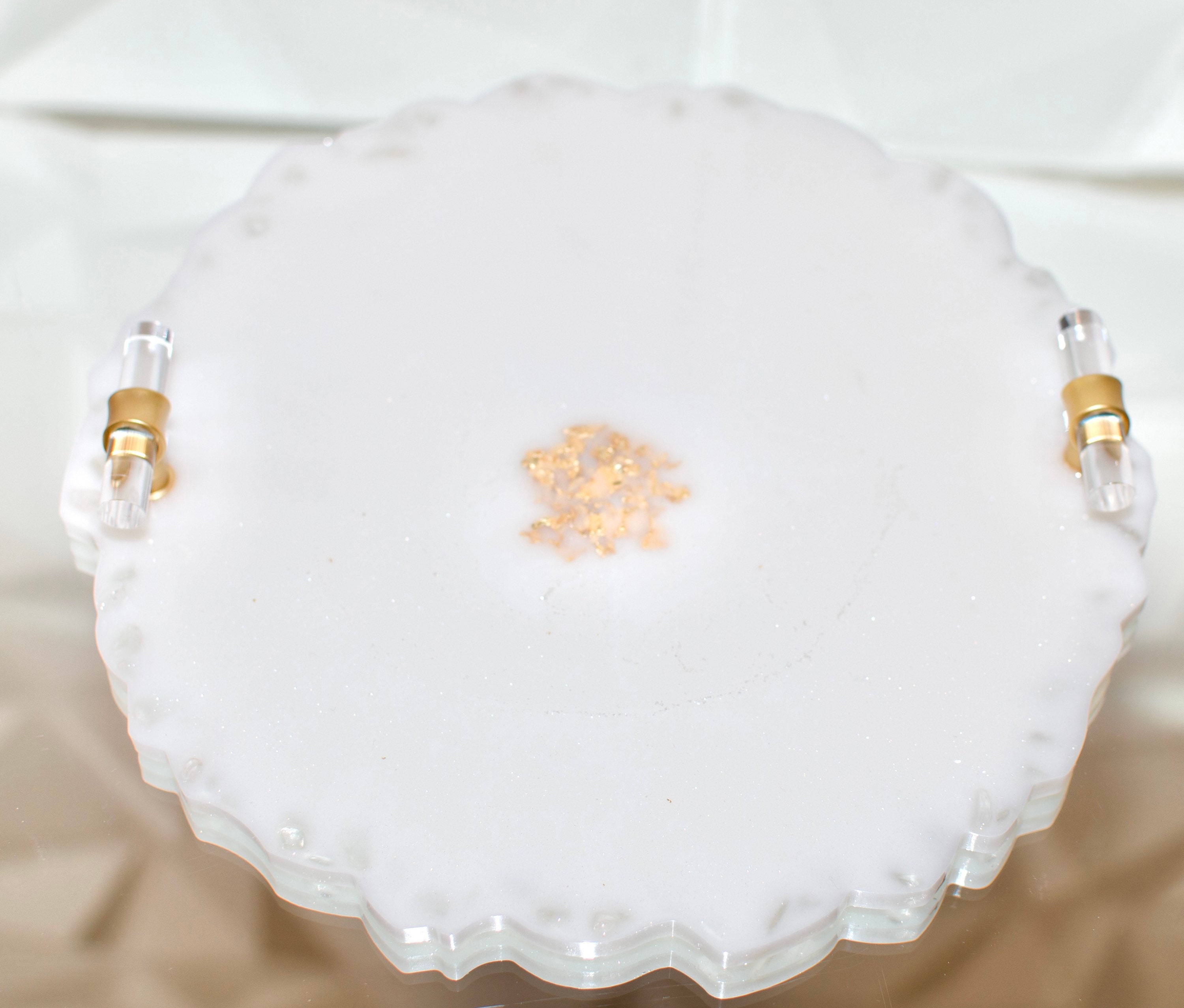 Round Decorative Tray With Crystal Quartz & 4 Pc Matching Etsy UK