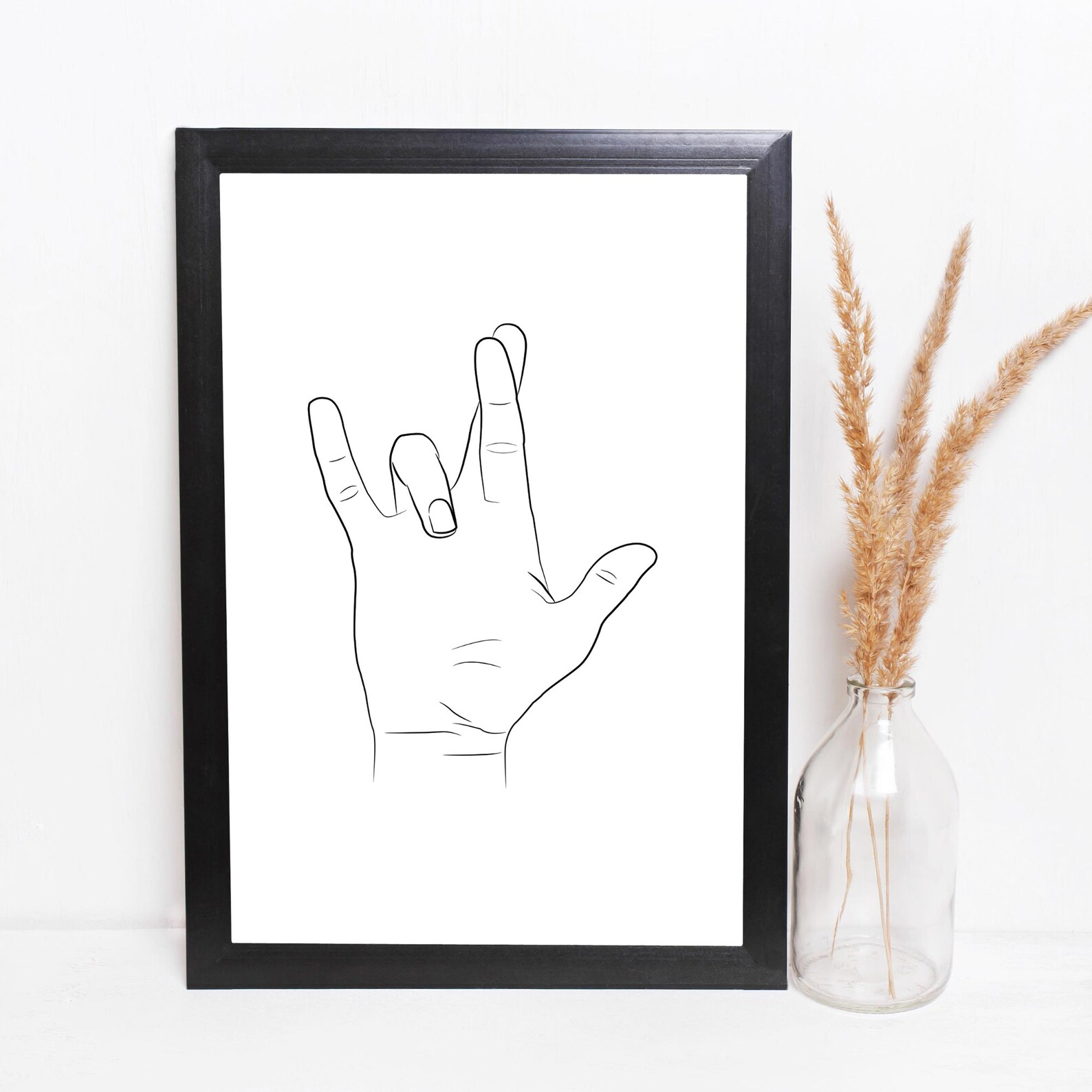 ASL I Really Love You Sign Language Line Art Love Hand Sign Etsy