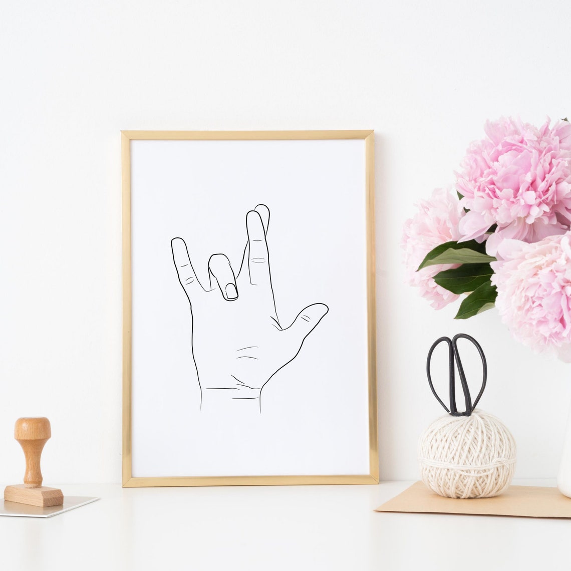 ASL I Really Love You Sign Language Line Art Love Hand Sign Etsy