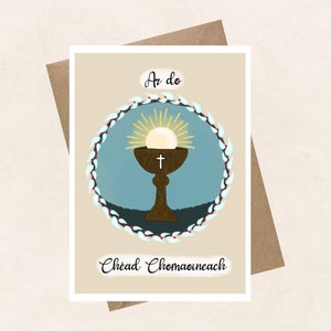 Kommunionkarte als Gaeilge, ar do chéad chomaoineach, irisch, religiös, Geschenk, Feier