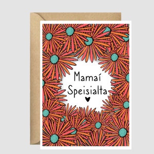 Mamaí Speisialta, mammy especial, tarjeta de felicitación en idioma irlandés, primavera, Día de la Madre