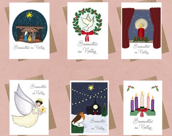 Religious themed, Christmas Card Assorted Pack as Gaeilge, Irish language, Beannachtaí na Nollag
