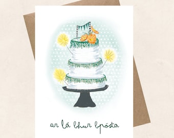 Irischsprachige Hochzeitskarte, ar lá bhur rpósta