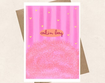 New baby girl greeting card, Irish, Gaeilge, Cailín Beag