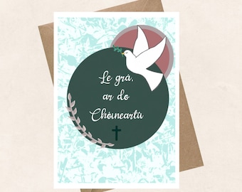 Le Grá ar do Chóineartú, with love on your confirmation, as Gaeilge, confirmation card, green, religious, catholic, personalise, custom gift