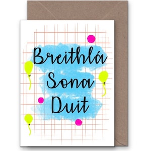 Breithlá Sona Duit, língua irlandesa, cartão de aniversário,