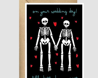 Halloween Wedding card,  skeleton, till death do us part, on your wedding day, love