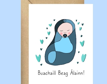 Buachaill Beag New Baby Card Gaeilge, Irish language