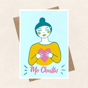 Mo chailín, minha garota, Gaeilge, Galentines, Dia dos Namorados, cartão de felicitações, namorada, amor