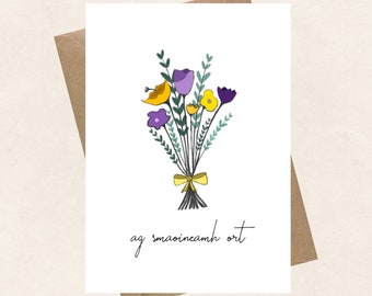 Ag smaoineamh ort, thinking of you, Irish Language Card