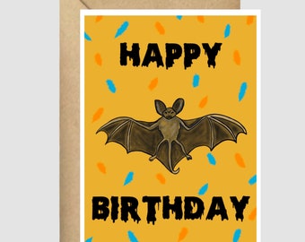 Halloween Birthday card,  bat, spooky, October birthday