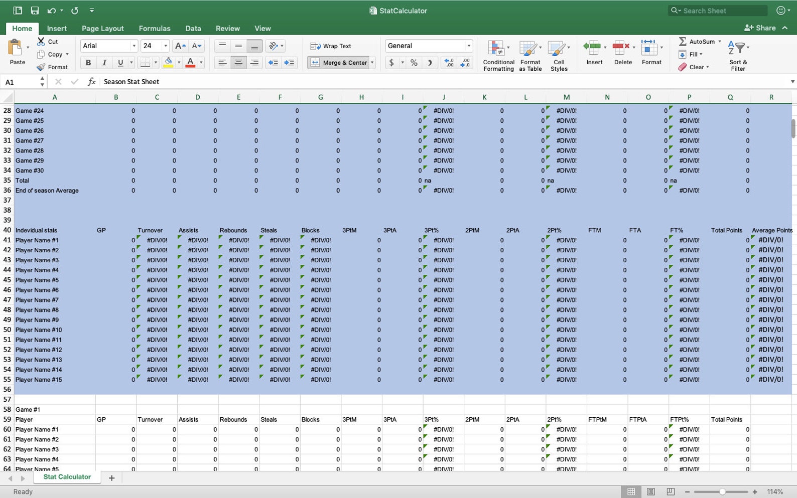 Basketball Stat Excel Calculator Etsy