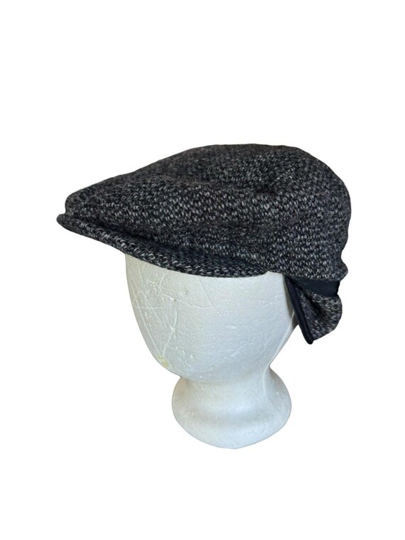 Vintage Eddie Bauer Harris Tweed Wool Earflap Newsboy Cap Hat Men XL Cabbie VTG