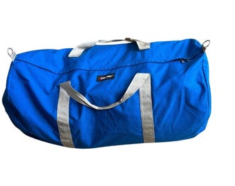 Vintage 80s EASTPAK Blue Canvas Duffel Bag Carry-On Gym Travel Bag Weekender XXL