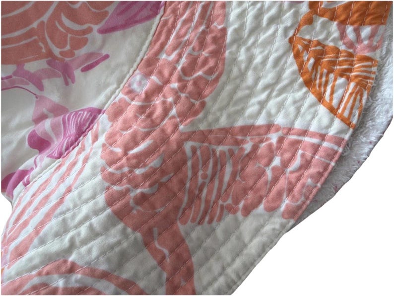 Vintage Lilly Pulitzer Bucket Hat Women's Pink Orange Cockatoo Print Terry Lined image 6