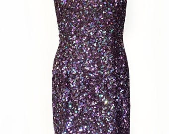 Black Tie Oleg Cassini VINTAGE Sequin SILK Cocktail Tank Dress Size 8 NEW