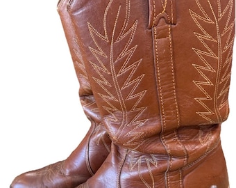 Vintage Miss Capezio Leather Western Boots Womens 9 Brown Cowboy Cowgirl 70s 80s