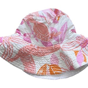 Vintage Lilly Pulitzer Bucket Hat Women's Pink Orange Cockatoo Print Terry Lined image 1