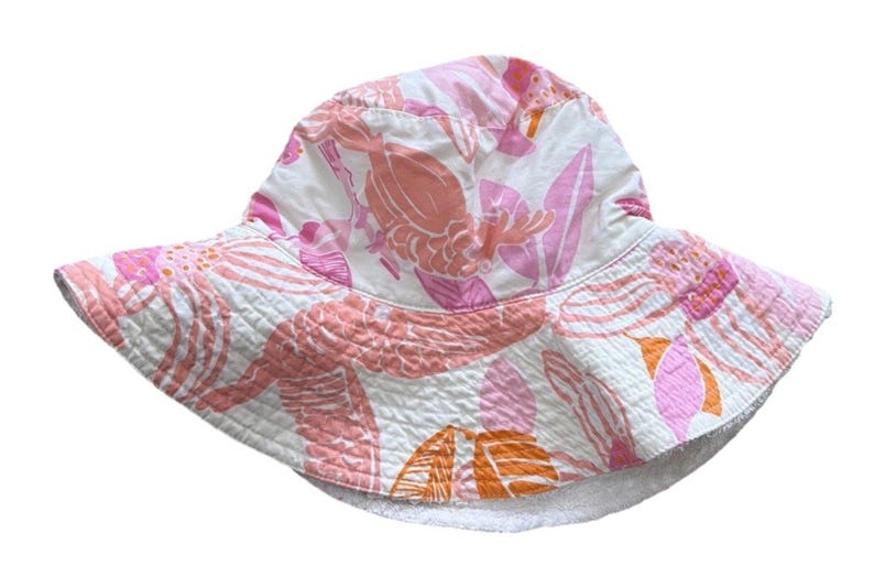 Vintage Lilly Pulitzer Bucket Hat Women's Pink Orange Cockatoo Print Terry Lined image 1