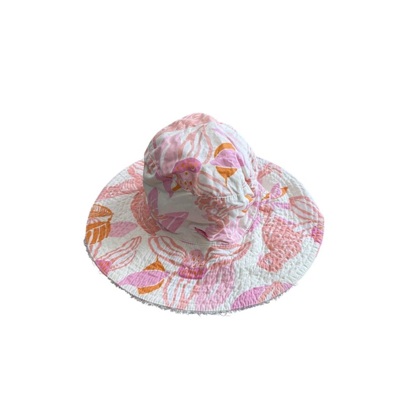Vintage Lilly Pulitzer Bucket Hat Women's Pink Orange Cockatoo Print Terry Lined image 5