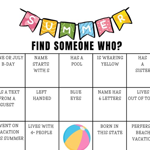 Find Someone Who Birthday Icebreaker Game Birthday Bingo Etsy