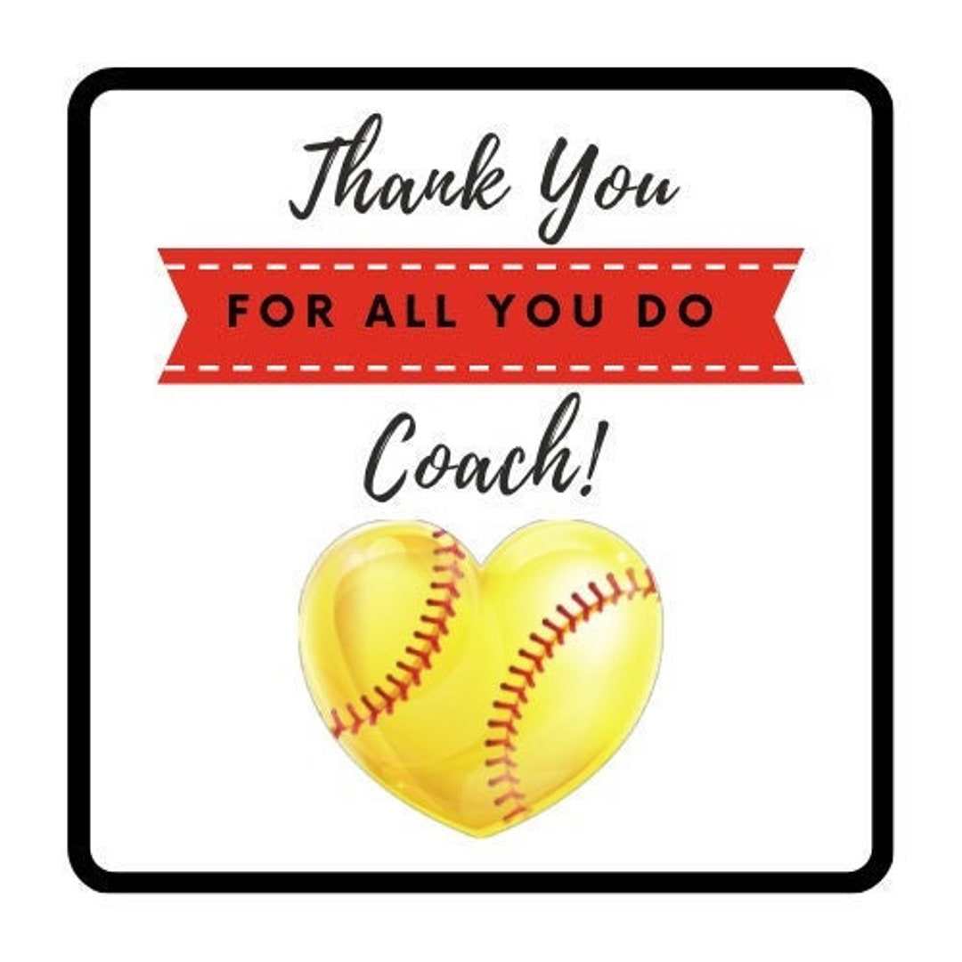 Softball Coach Gift Thank You Softball Gift Softball Tag Etsy