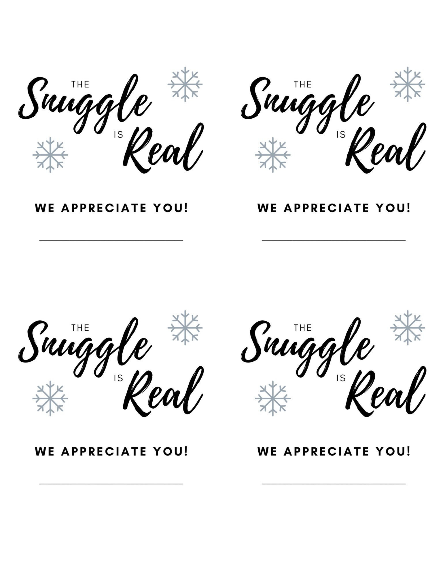 Snuggle is Real Tag Blanket Gift Tag Appreciate You Gift Etsy