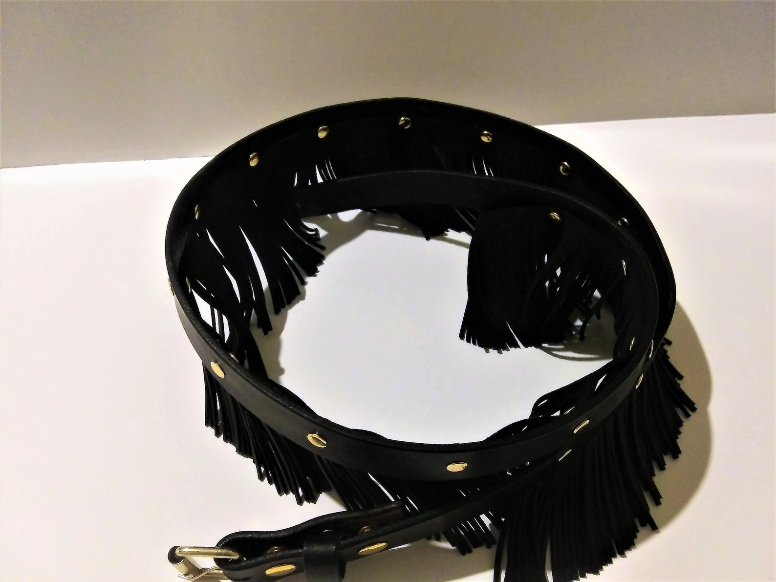 Women's Western Leather Fringe Belt Short Fringe Black Etsy