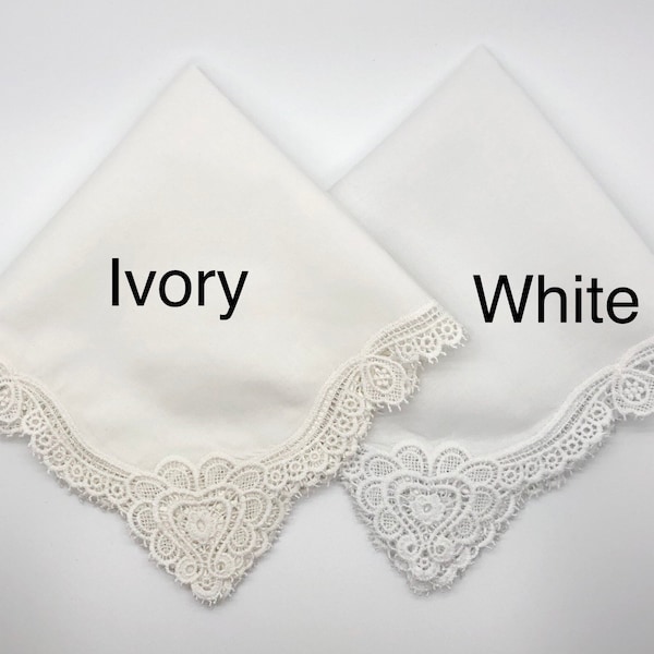 Ivory bridal blank cotton lace handkerchief, plain good quality hankie, for wedding gift, baptize hanky, everyday used, embroidery & print