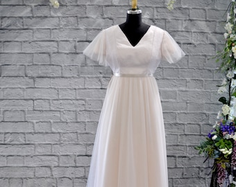 Modest Blush Wedding/Prom Dress - SAMPLE SALE - Julie