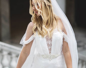 Two layer Lace & Tulle Calf Length Veil - Brittany