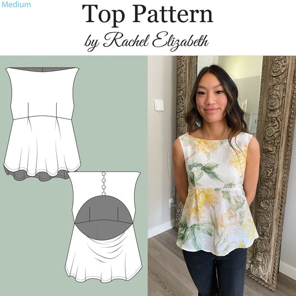 Sewing Pattern - Top with a Keyhole Back and Buttons - Size 14-26