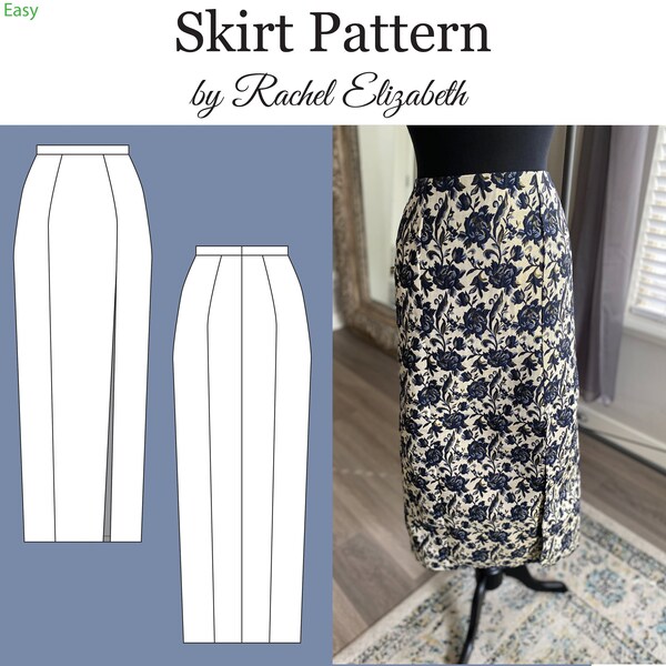 Sewing Pattern- Classic Pencil Skirt with Slit- Size 16-34