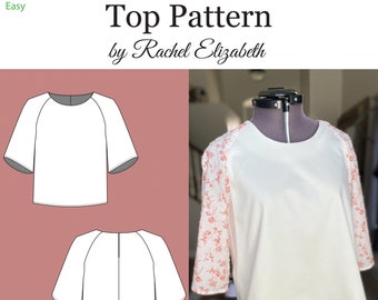 Sewing Pattern- Raglan Sleeved Top- Size 14-26