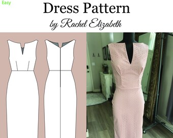 Sewing Pattern- Fitted Midi Pencil Dress - Sizes 00-12