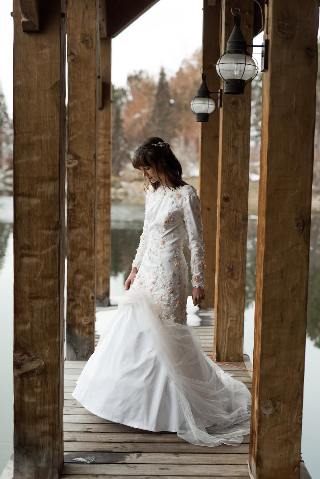 Floral Pearl Detailed Mermaid Dress