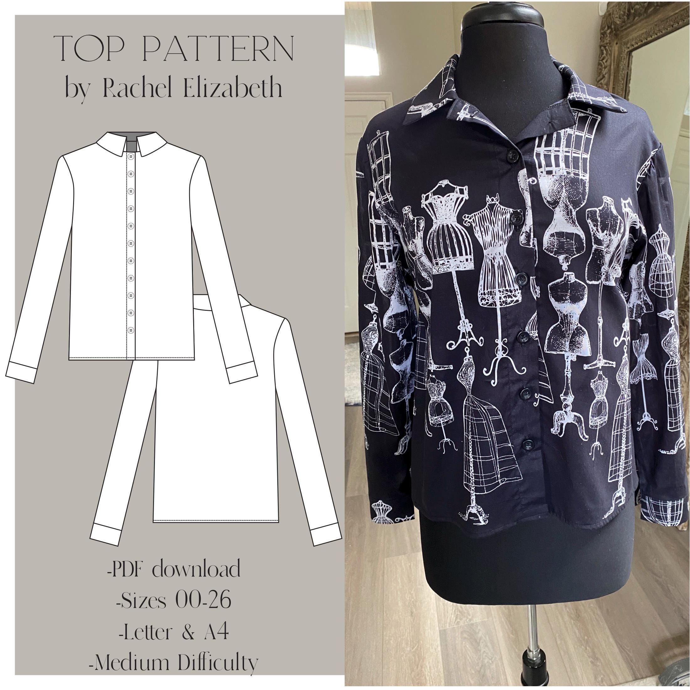Sewing Pattern Womans Button up Shirt, Classic Cut Button up Shirt With ...